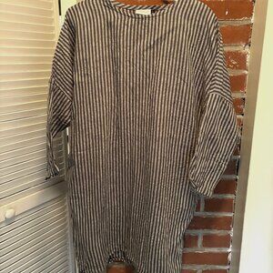 Conscious Clothing - Cocoon Dress in Steel Stripe, XS/S